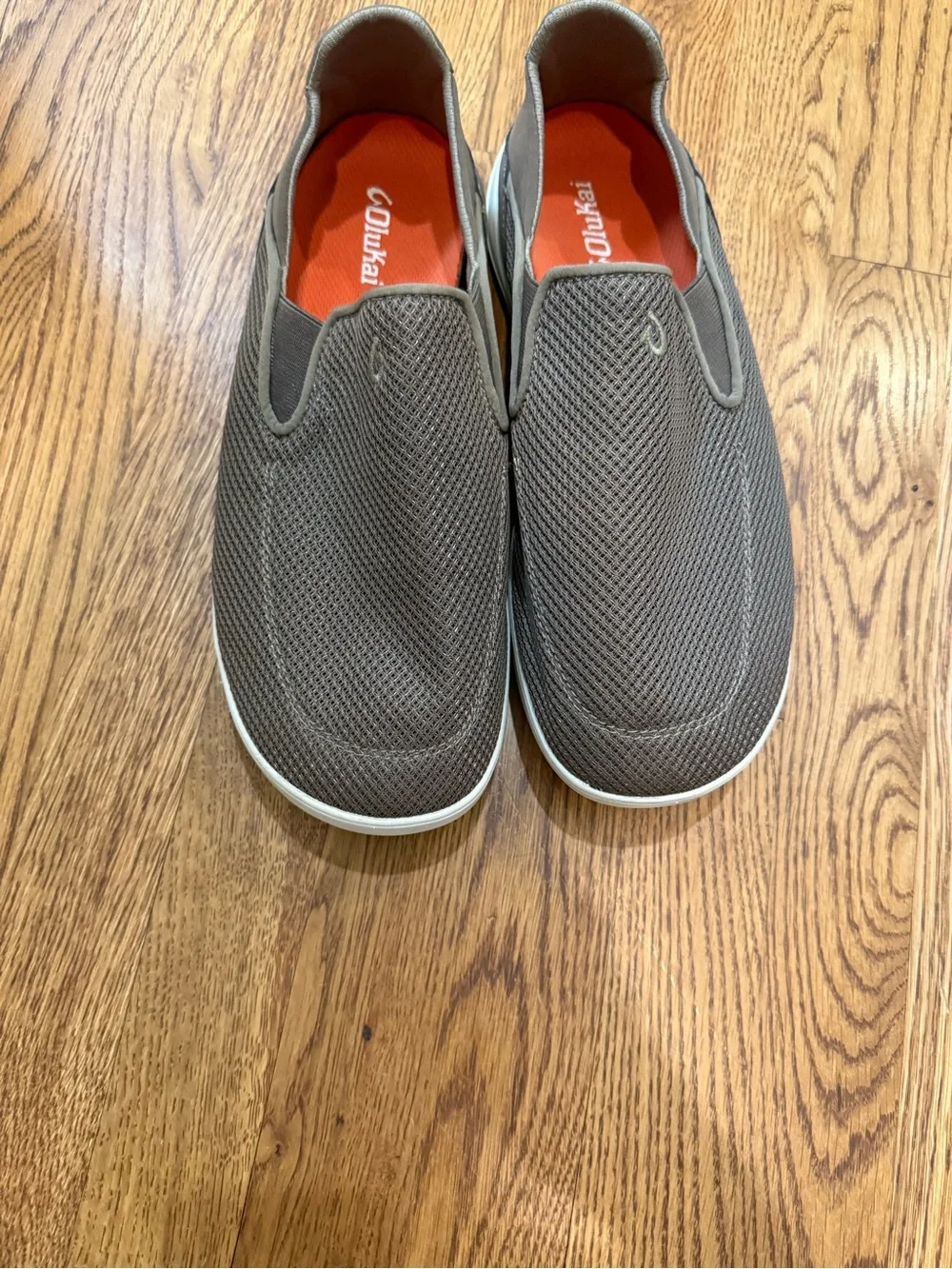 OluKai Olive Mesh Slip-On Sneakers with Orange Insole